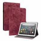 For Amazon Kindle Fire HD8 2018 / 2017 Butterfly Rose Embossed Leather Tablet Case(Red) - 1