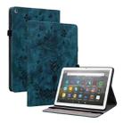 For Amazon Kindle Fire HD8 2018 / 2017 Butterfly Rose Embossed Leather Tablet Case(Dark Blue) - 1