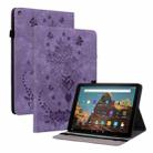 For Amazon Kindle Fire HD10 2019 / 2017 Butterfly Rose Embossed Leather Smart Tablet Case(Purple) - 1