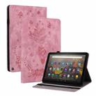 For Amazon Kindle Fire HD8 2020 Butterfly Rose Embossed Leather Smart Tablet Case(Pink) - 1