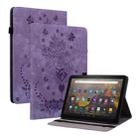 For Amazon Kindle Fire HD8 2020 Butterfly Rose Embossed Leather Smart Tablet Case(Purple) - 1