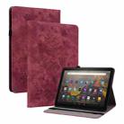 For Amazon Kindle Fire HD10 2021 Butterfly Rose Embossed Leather Smart Tablet Case(Red) - 1
