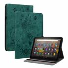 For Amazon Kindle Fire HD10 2021 Butterfly Rose Embossed Leather Smart Tablet Case(Green) - 1