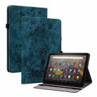 For Amazon Kindle Fire HD10 2021 Butterfly Rose Embossed Leather Smart Tablet Case(Dark Blue) - 1