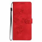 For iPhone 14 Pro Flower Embossing Pattern Leather Phone Case(Red) - 2