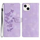For iPhone 13 mini Flower Embossing Pattern Leather Phone Case(Purple) - 1