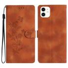 For iPhone 11 Flower Butterfly Embossing Pattern Leather Phone Case(Brown) - 1