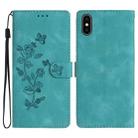 For iPhone XS Max Flower Butterfly Embossing Pattern Leather Phone Case(Sky Blue) - 1