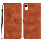 For iPhone XR Flower Butterfly Embossing Pattern Leather Phone Case(Brown) - 1