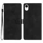 For iPhone XR Flower Embossing Pattern Leather Phone Case(Black) - 1