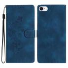 For iPhone SE 2022/2020 / 8 / 7 / 6 Flower Embossing Pattern Leather Phone Case(Blue) - 1