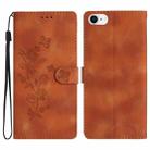 For iPhone SE 2022/2020 / 8 / 7 / 6 Flower Butterfly Embossing Pattern Leather Phone Case(Brown) - 1