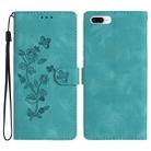 For iPhone 8 Plus / 7 Plus / 6 Plus Flower Butterfly Embossing Pattern Leather Phone Case(Sky Blue) - 1