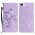For iPhone 8 Plus / 7 Plus / 6 Plus Flower Embossing Pattern Leather Phone Case(Purple) - 1