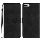 For iPhone 8 Plus / 7 Plus / 6 Plus Flower Embossing Pattern Leather Phone Case(Black) - 1