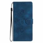 For iPhone 16 Flower Butterfly Embossing Pattern Leather Phone Case(Blue) - 2