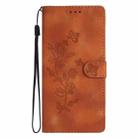 For iPhone 16 Flower Butterfly Embossing Pattern Leather Phone Case(Brown) - 2
