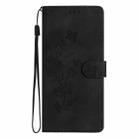 For iPhone 16 Flower Butterfly Embossing Pattern Leather Phone Case(Black) - 2