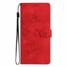 For iPhone 16 Plus Flower Butterfly Embossing Pattern Leather Phone Case(Red) - 2