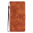 For iPhone 16 Plus Flower Butterfly Embossing Pattern Leather Phone Case(Brown) - 2