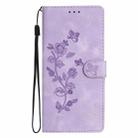 For iPhone 16 Plus Flower Butterfly Embossing Pattern Leather Phone Case(Purple) - 2