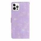 For iPhone 16 Pro Flower Butterfly Embossing Pattern Leather Phone Case(Purple) - 3