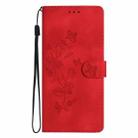 For iPhone 16 Pro Max Flower Butterfly Embossing Pattern Leather Phone Case(Red) - 2