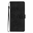 For iPhone 16 Pro Max Flower Butterfly Embossing Pattern Leather Phone Case(Black) - 2