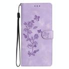 For iPhone 16e Flower Butterfly Embossing Pattern Leather Phone Case(Purple) - 2