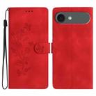 For iPhone 17 Air Flower Butterfly Embossing Pattern Leather Phone Case(Red) - 1