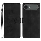 For iPhone 17 Air Flower Butterfly Embossing Pattern Leather Phone Case(Black) - 1