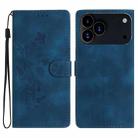 For iPhone 17 Pro Flower Butterfly Embossing Pattern Leather Phone Case(Blue) - 1