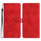 For iPhone 17 Pro Max Flower Butterfly Embossing Pattern Leather Phone Case(Red) - 1