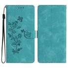 For iPhone 17 Pro Max Flower Butterfly Embossing Pattern Leather Phone Case(Sky Blue) - 1