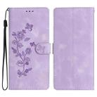 For iPhone 17 Pro Max Flower Butterfly Embossing Pattern Leather Phone Case(Purple) - 1