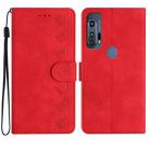 For Motorola Edge+ 2020 Seven Butterflies Embossed Leather Phone Case(Red) - 1