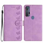 For Motorola Edge+ 2020 Seven Butterflies Embossed Leather Phone Case(Purple) - 1