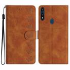 For Motorola Moto E 2020 Seven Butterflies Embossed Leather Phone Case(Brown) - 1