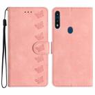 For Motorola Moto E 2020 Seven Butterflies Embossed Leather Phone Case(Pink) - 1