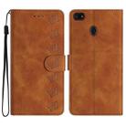 For Motorola Moto E6 Play Seven Butterflies Embossed Leather Phone Case(Brown) - 1