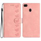 For Motorola Moto E6 Play Seven Butterflies Embossed Leather Phone Case(Pink) - 1