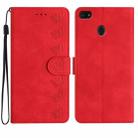 For Motorola Moto E6 Play Seven Butterflies Embossed Leather Phone Case(Red) - 1