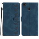 For Motorola Moto E6 Play Seven Butterflies Embossed Leather Phone Case(Blue) - 1