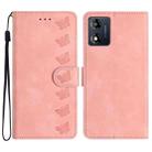 For Motorola Moto E13 Seven Butterflies Embossed Leather Phone Case(Pink) - 1