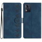 For Motorola Moto E13 Seven Butterflies Embossed Leather Phone Case(Blue) - 1