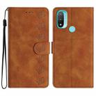 For Motorola Moto E20 Seven Butterflies Embossed Leather Phone Case(Brown) - 1