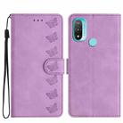 For Motorola Moto E20 Seven Butterflies Embossed Leather Phone Case(Purple) - 1