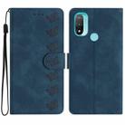 For Motorola Moto E20 Seven Butterflies Embossed Leather Phone Case(Blue) - 1