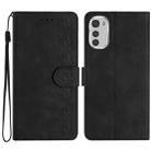 For Motorola Moto E32 Seven Butterflies Embossed Leather Phone Case(Black) - 1