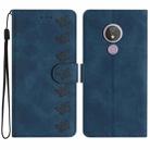 For Motorola Moto G7 Power Seven Butterflies Embossed Leather Phone Case(Blue) - 1